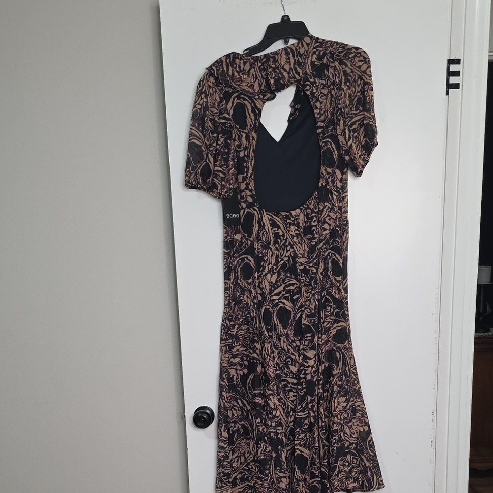 BCBG Black and Tan Patterned Midi Dress - Picture 5 of 5